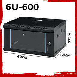 19" 6U 600mm Black Network Cabinet - Wall Rack for Patch Panel & LAN