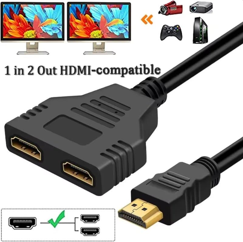 2-Way HDMI Splitter Cable – 1080P HDMI Male to Dual Female 1 in 2 Out Adapter for HDTV, PS3, LED, DVD Players & LCD Projectors thumbnail 11