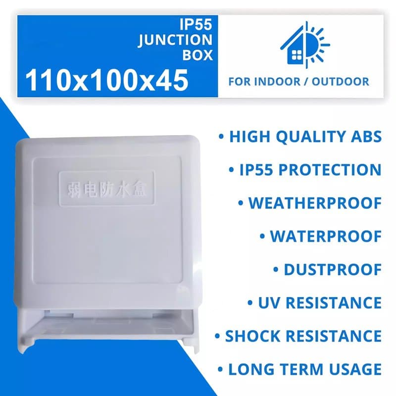 IP65 Waterproof Outdoor Junction Box - PVC Adaptable Enclosure (110x100x45mm, Grey) thumbnail 2