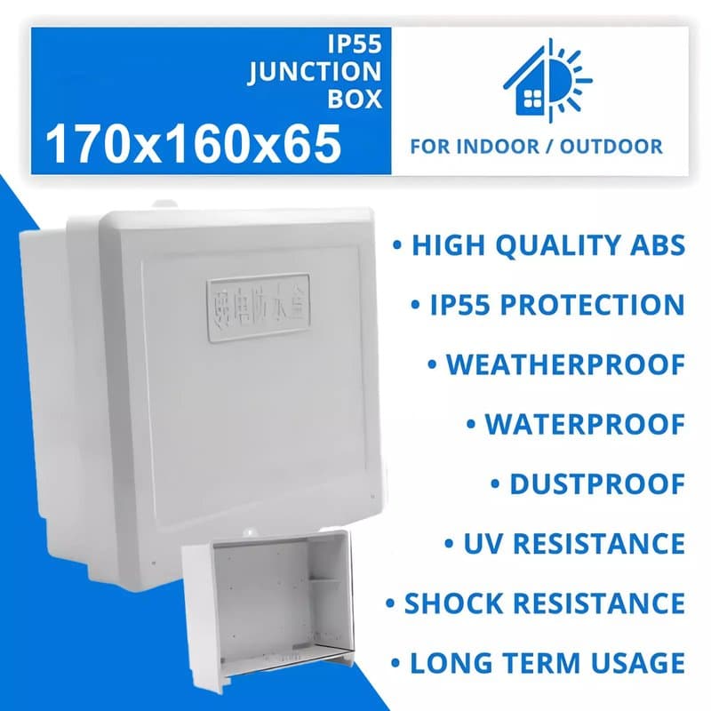 IP55 Waterproof PVC Junction Box 170×160×65mm Outdoor Enclosure thumbnail 2