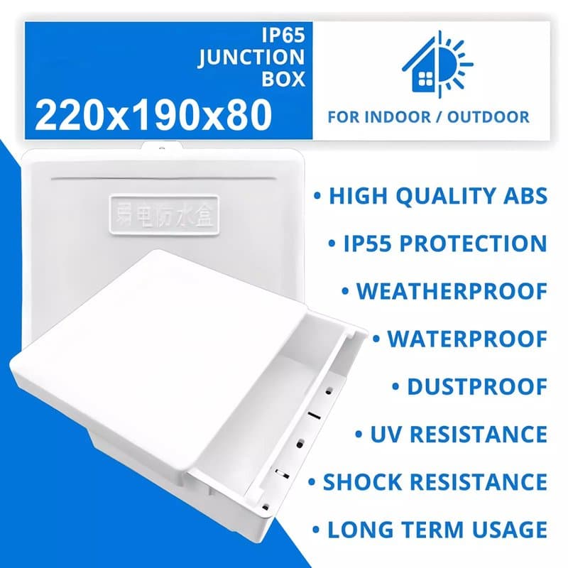 IP55 Waterproof PVC Junction Box 220×190×80mm Outdoor Enclosure thumbnail 2