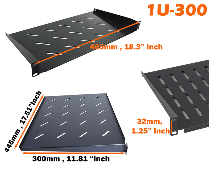 1U Cantilever Rack Shelf 300mm Depth 19" Network Cabinet Shelf thumbnail 4