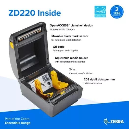 Zebra ZD220 Direct Thermal Label Printer 203dpi USB Barcode Printer thumbnail 5