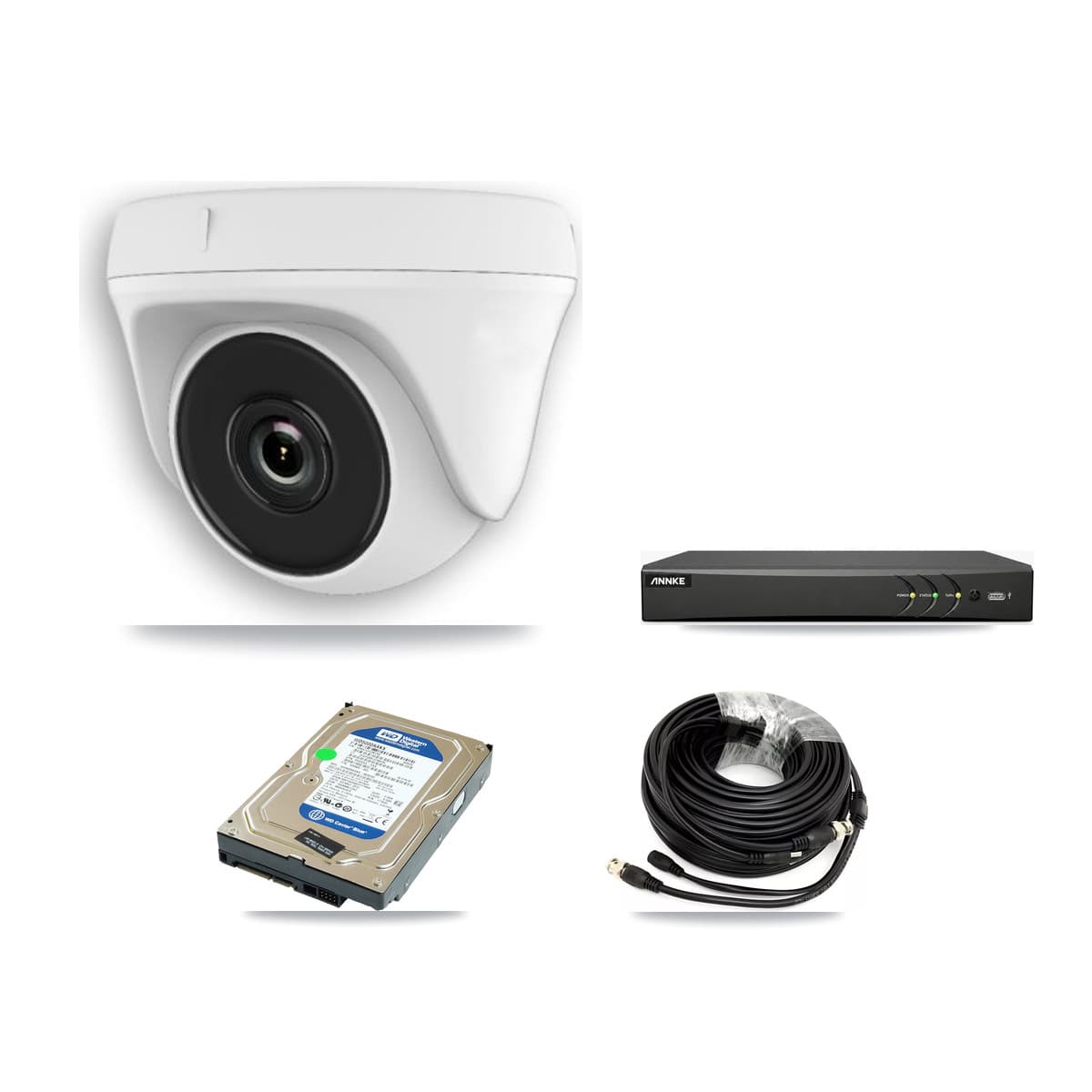 ANNKE 4-Channel 2MP CCTV Kit — 1 Dome Camera + 500GB Recording