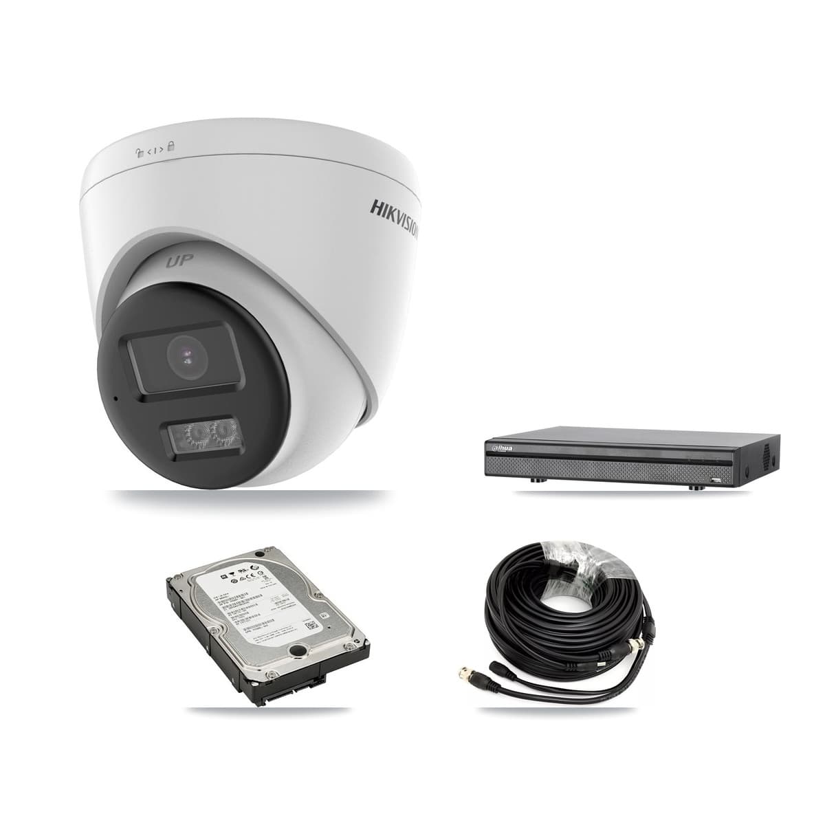 Hikvision & Dahua 8-Channel 5MP CCTV Kit — 4 DS-2CE78K0T-LTS Turret Cameras + 5TB Recording (DH-XVR5108H-4KL-X-8P Recorder) - Image 1