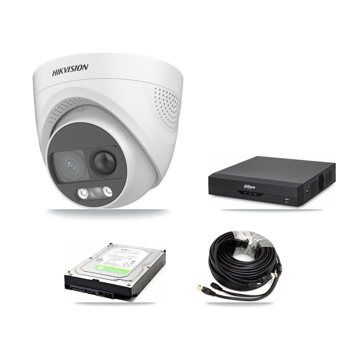 Hikvision & Dahua 4-Channel 5MP CCTV Kit — 1 DS-2CE72KF3T Turret Camera + 1TB Recording - Image 1