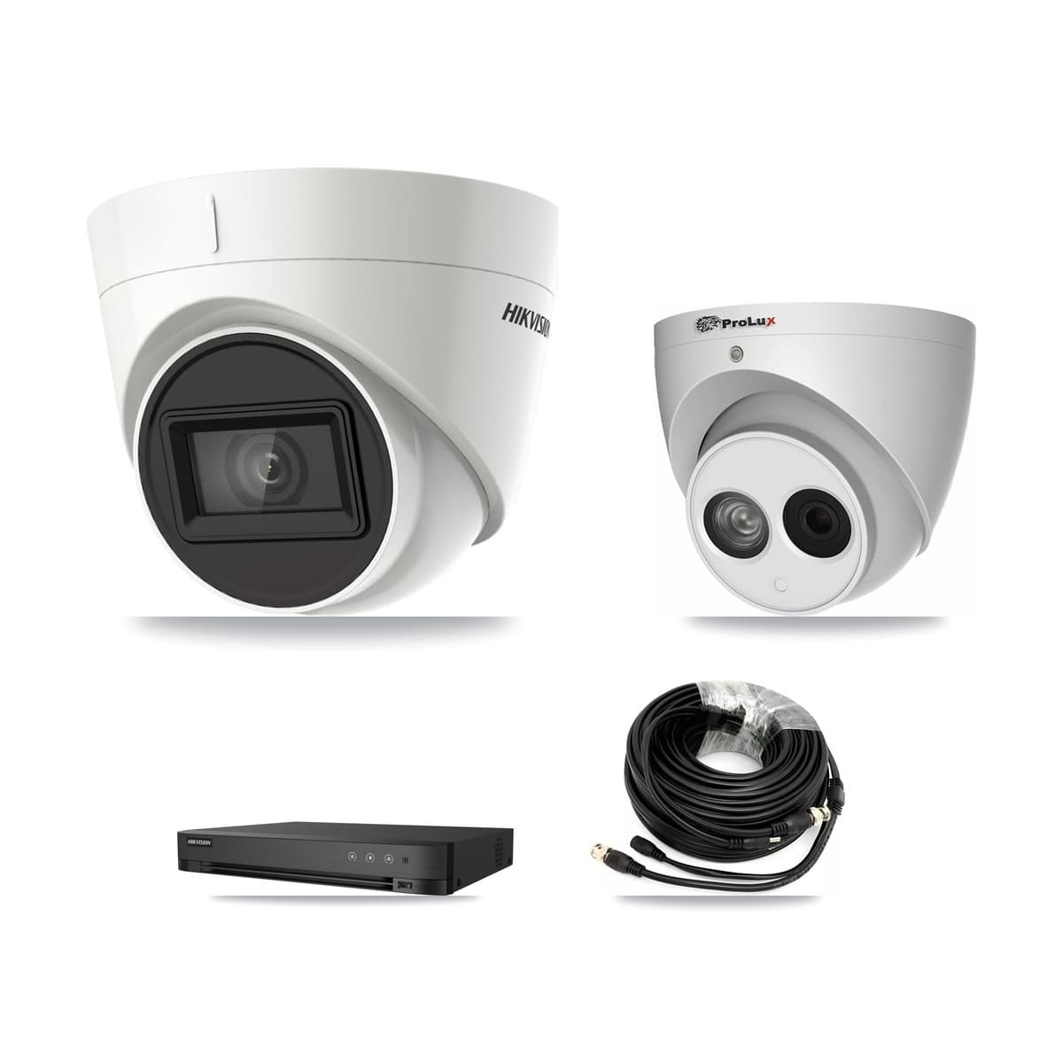 Hikvision & Prolux 4-Channel 4MP – 4K CCTV Kit — 2 DS-2CE78U1T 4K + 2 PXC-612C4W-A 4MP Turret Cameras + 8TB Recording