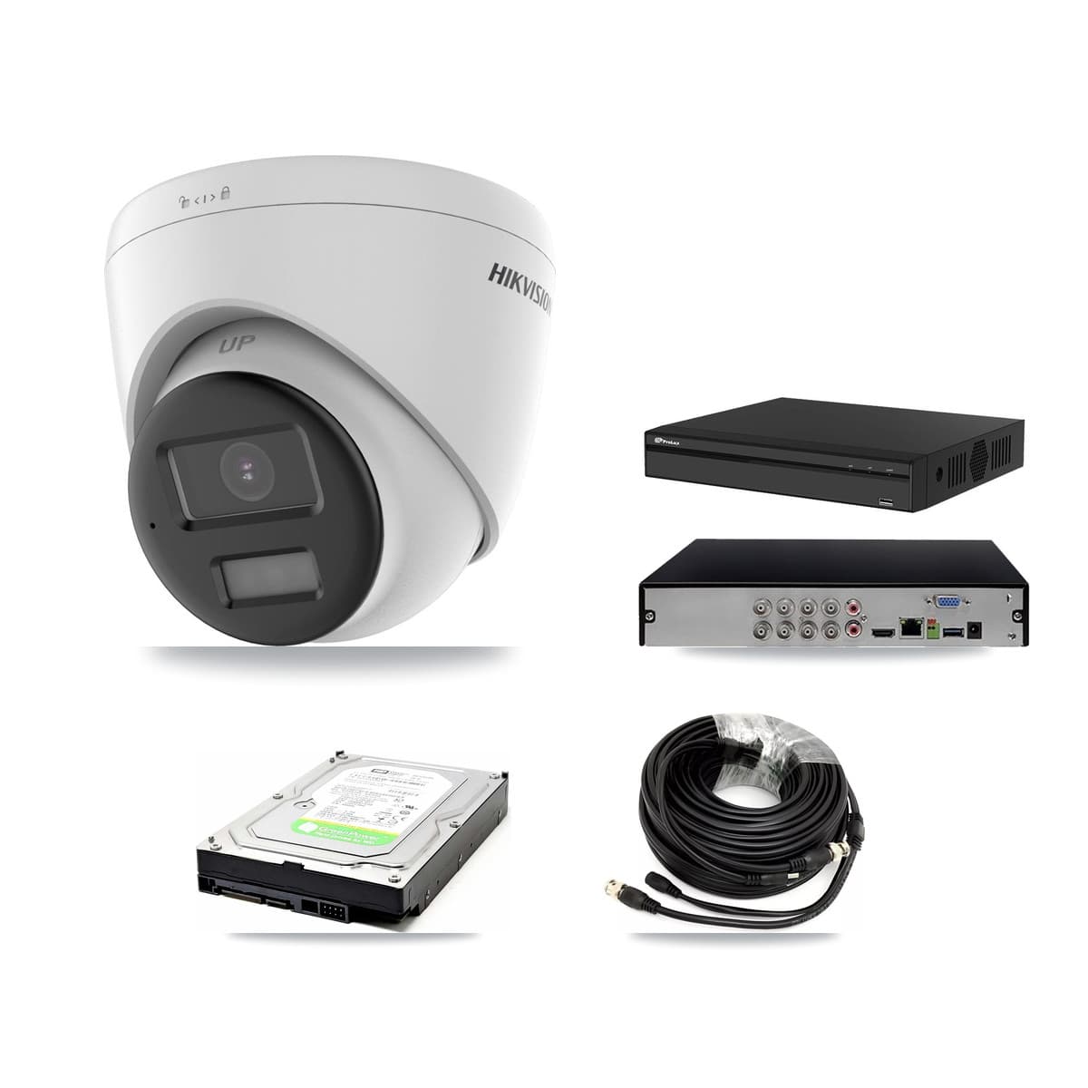 Hikvision & Prolux 8-Channel 5MP CCTV Kit — 1 DS-2CE78K0T-LPTS Turret Camera + 1TB Recording (PXD-5108HS-4K/X1 Recorder) - Image 1