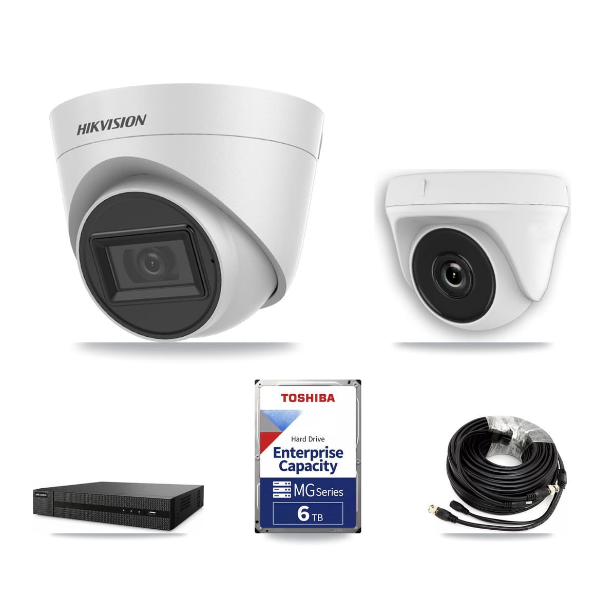 Hikvision 8-Channel 2MP – 5MP CCTV Kit — 4 White 5MP Turret + 4 White 2MP Dome Cameras + 6TB Recording - Image 1