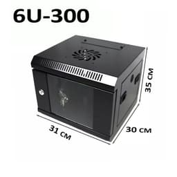 6U 19" Wall Mounted Data Network Cabinet 600×300mm Lockable Black
