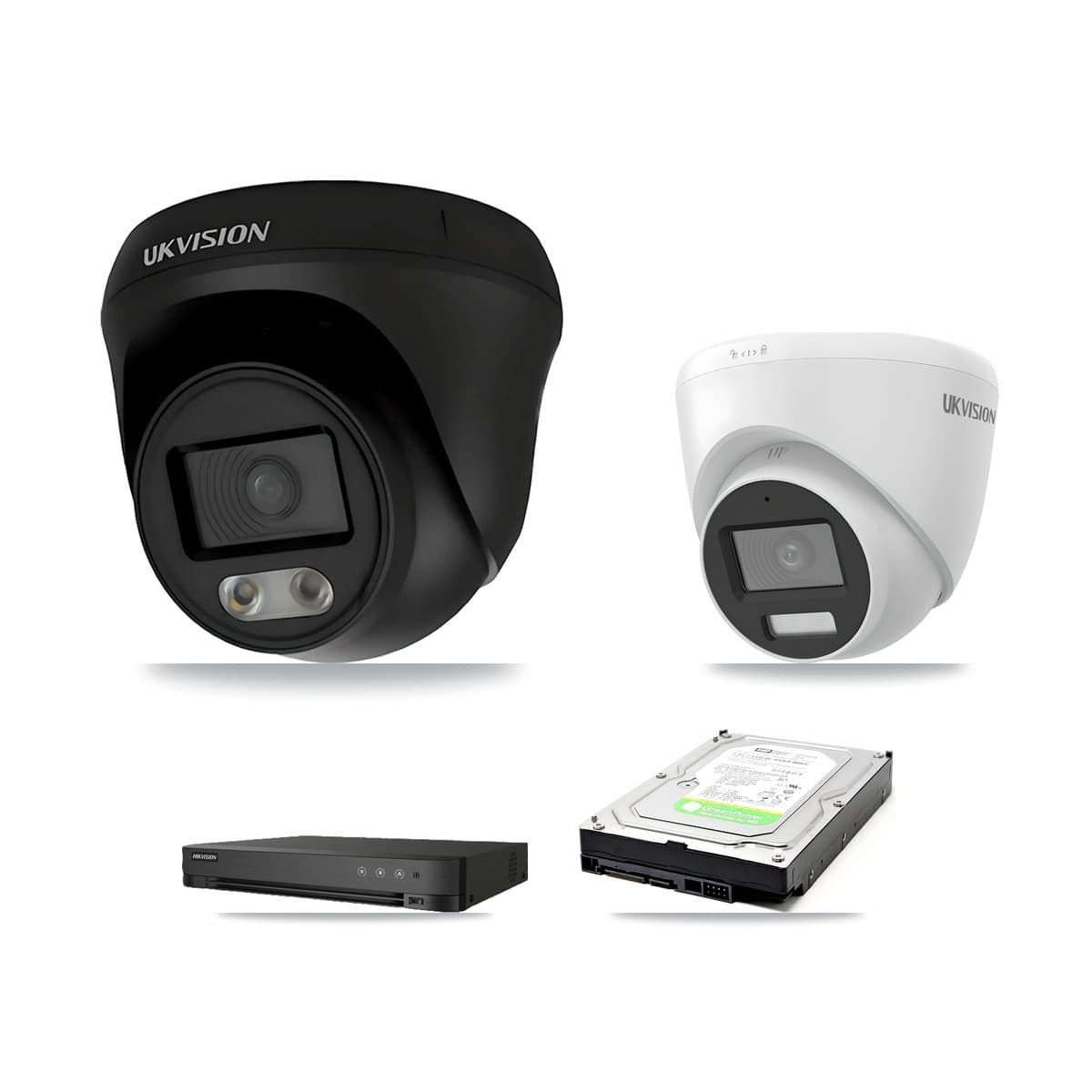 Hikvision 8-Channel 4K CCTV Kit — 2 UKVISION Cameras + 1TB Recording (IDS-7208HUHI-M1/E Recorder)