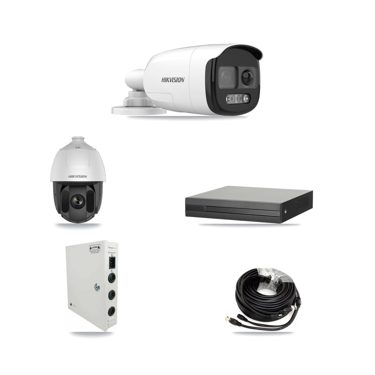 Hikvision 16-Channel 2MP – 5MP CCTV Kit — 1 DS-2AE5225TI 2MP PTZ + 5 DS-2CE12KF3T 5MP Bullet Cameras + 8TB Recording (XVR-3116HS Recorder) - Image 1