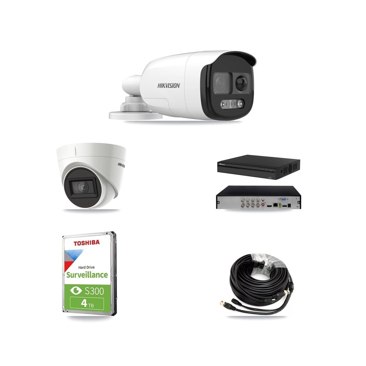 Hikvision & Prolux 8-Channel 5MP – 4K CCTV Kit — 1 DS-2CE12KF3T 5MP Bullet + 1 DS-2CE78U1T 4K Turret Cameras + 4TB Recording (PXD-5108HS Recorder) - Image 1