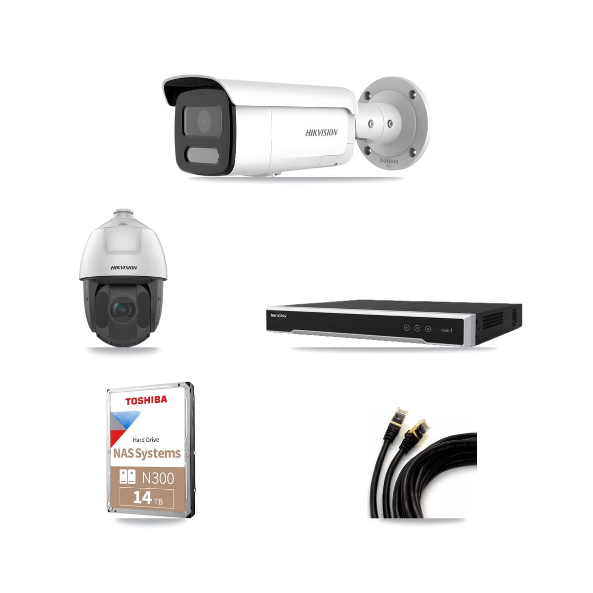 Hikvision 16-Channel 2MP – 4MP CCTV Kit — 12 4MP Bullet + 1 2MP PTZ Cameras + 14TB Recording