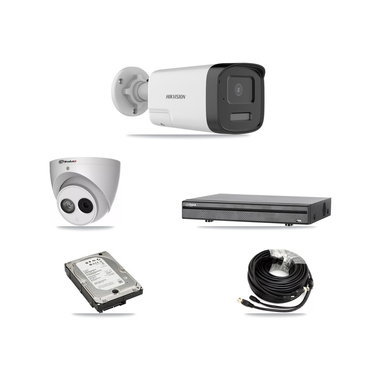 8-Channel 4MP – 5MP CCTV Kit — 3 DS-2CE17K0T 5MP Bullet + 1 PXC-612C4W-A 4MP Turret Cameras + 5TB Recording (DH-XVR5108H Recorder) - Image 1