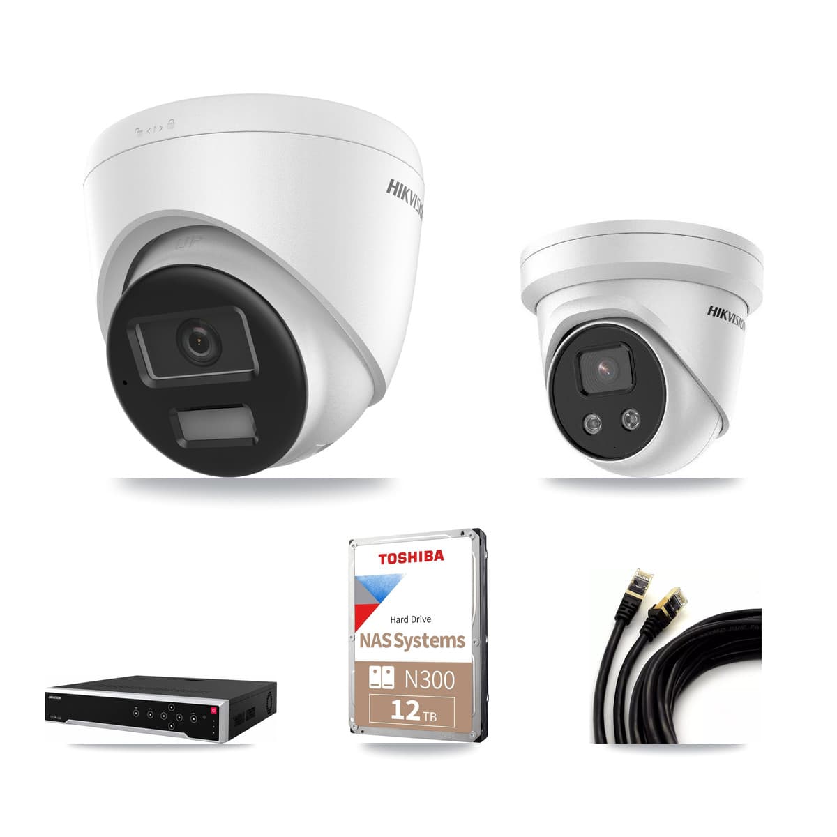 Hikvision 32-Channel 5MP – 4K CCTV Kit — 6 4K + 6 5MP Turret Cameras + 2× 12TB Recording