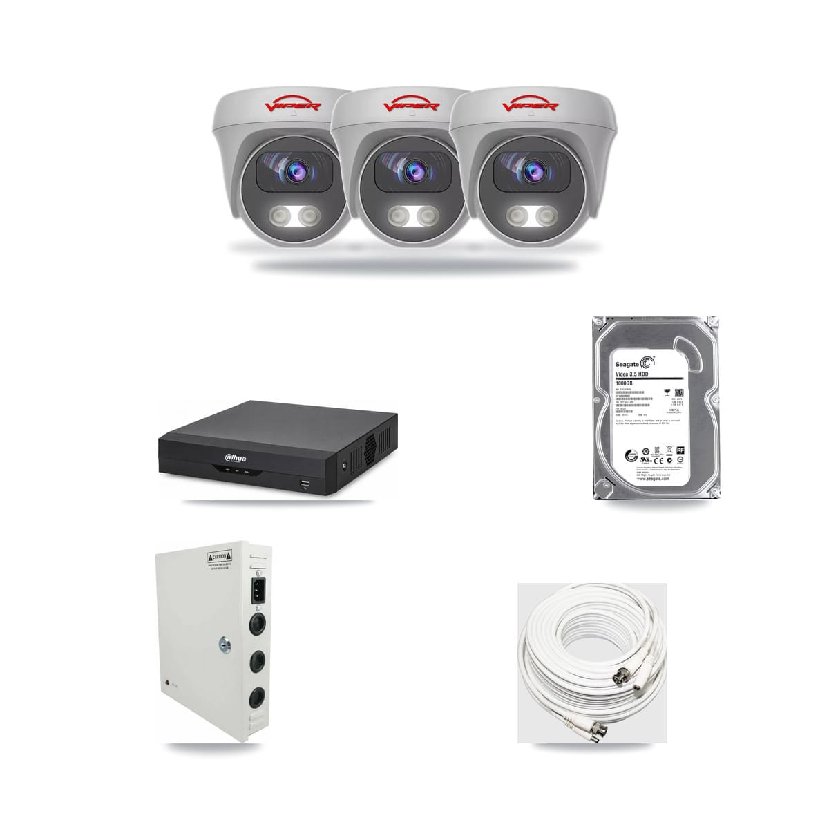 Dahua 4-channel CCTV kit: 3 cameras (3× 5MP Camera), 1TB hard drive