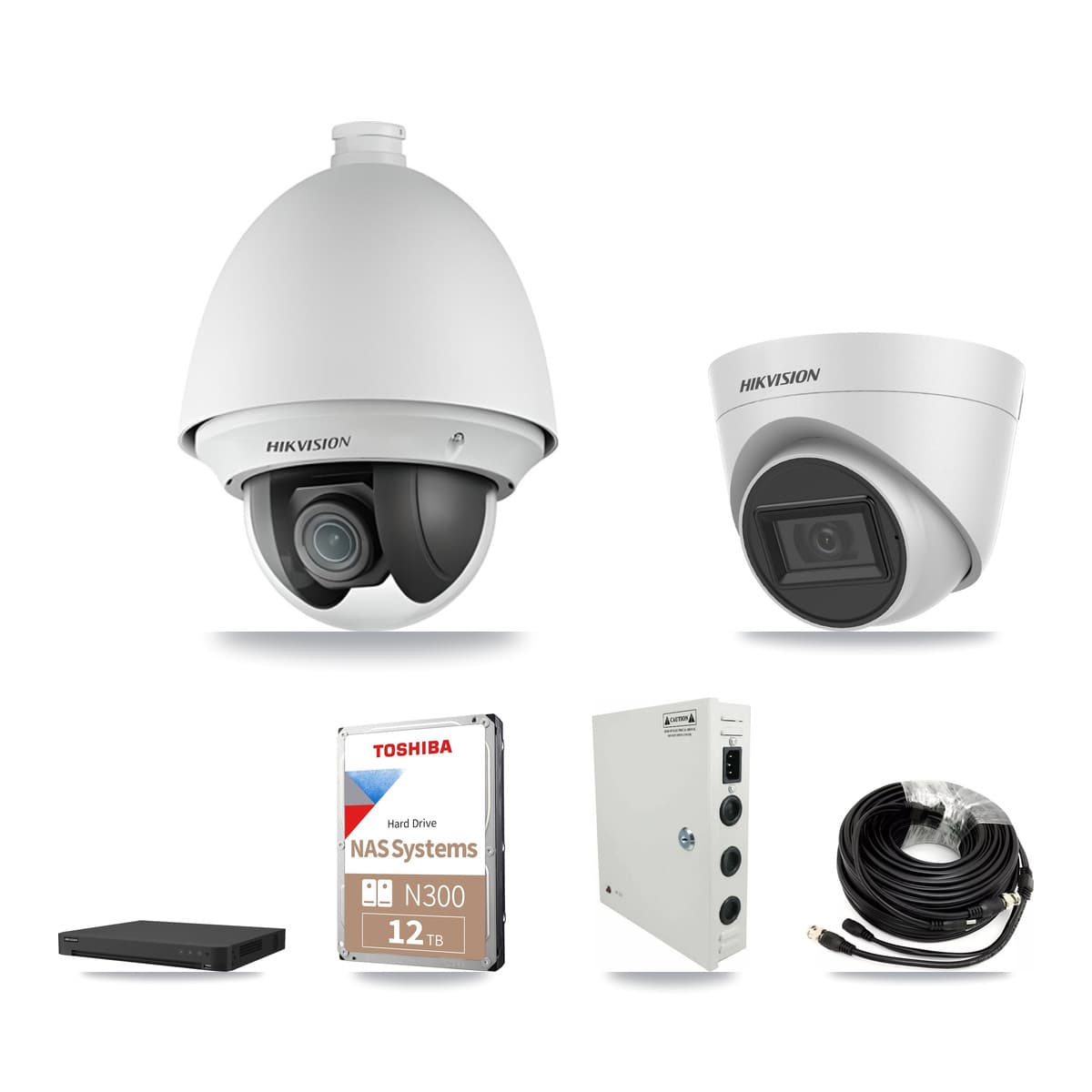 Hikvision 32-Channel 2MP – 5MP CCTV Kit — 18 2MP PTZ + 8 White 5MP Turret Cameras + 2× 12TB Recording - Image 1