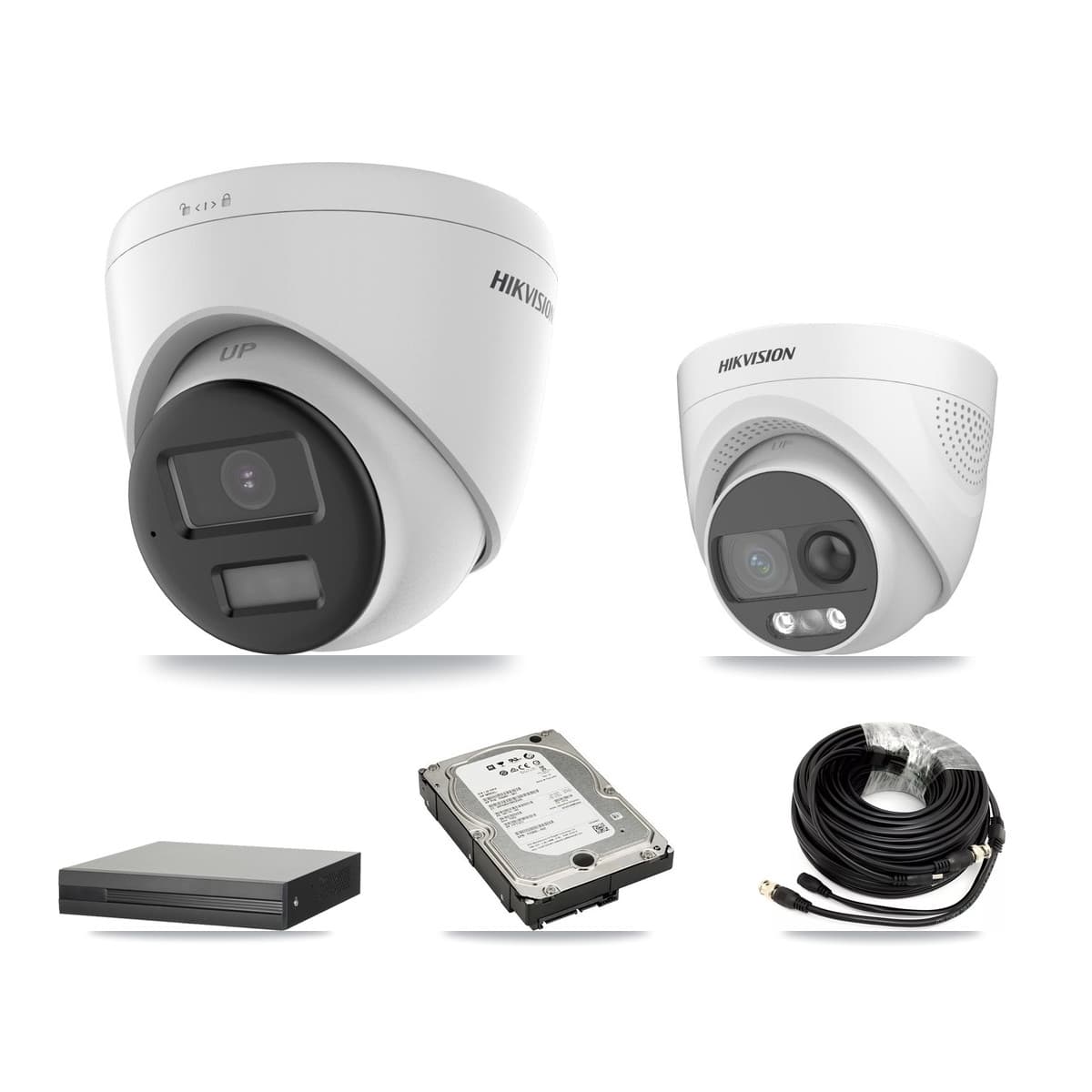 Hikvision 4-Channel 5MP CCTV Kit — 1 DS-2CE72KF3T-PIRXO + 3 DS-2CE78K0T-LPTS Turret Cameras + 5TB Recording (XVR-3104HS-5MP-LITE Recorder)