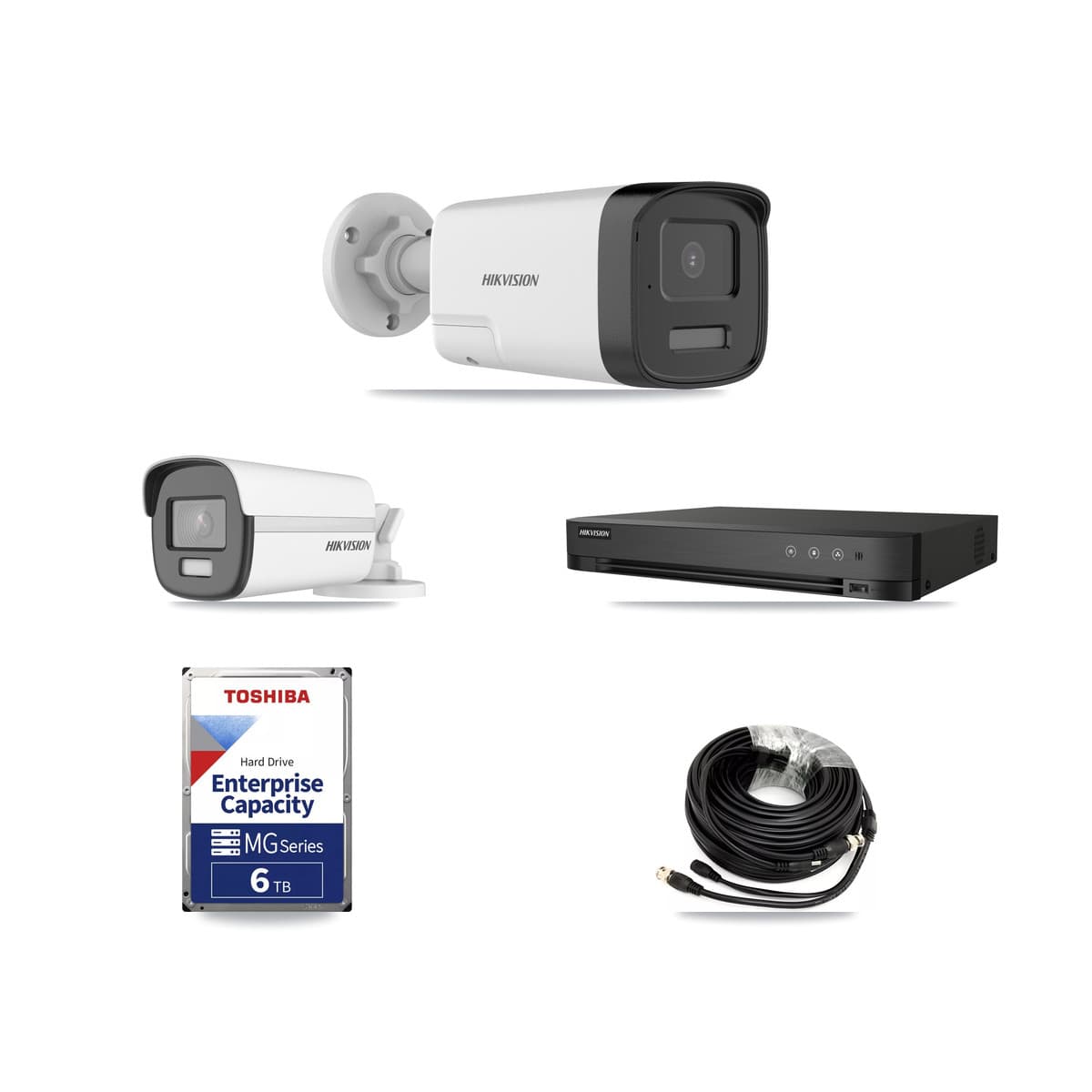 Hikvision 4-Channel 5MP – 4K CCTV Kit — 1 4K + 3 5MP Bullet Cameras + 6TB Recording (DS-7204HUHI Recorder)
