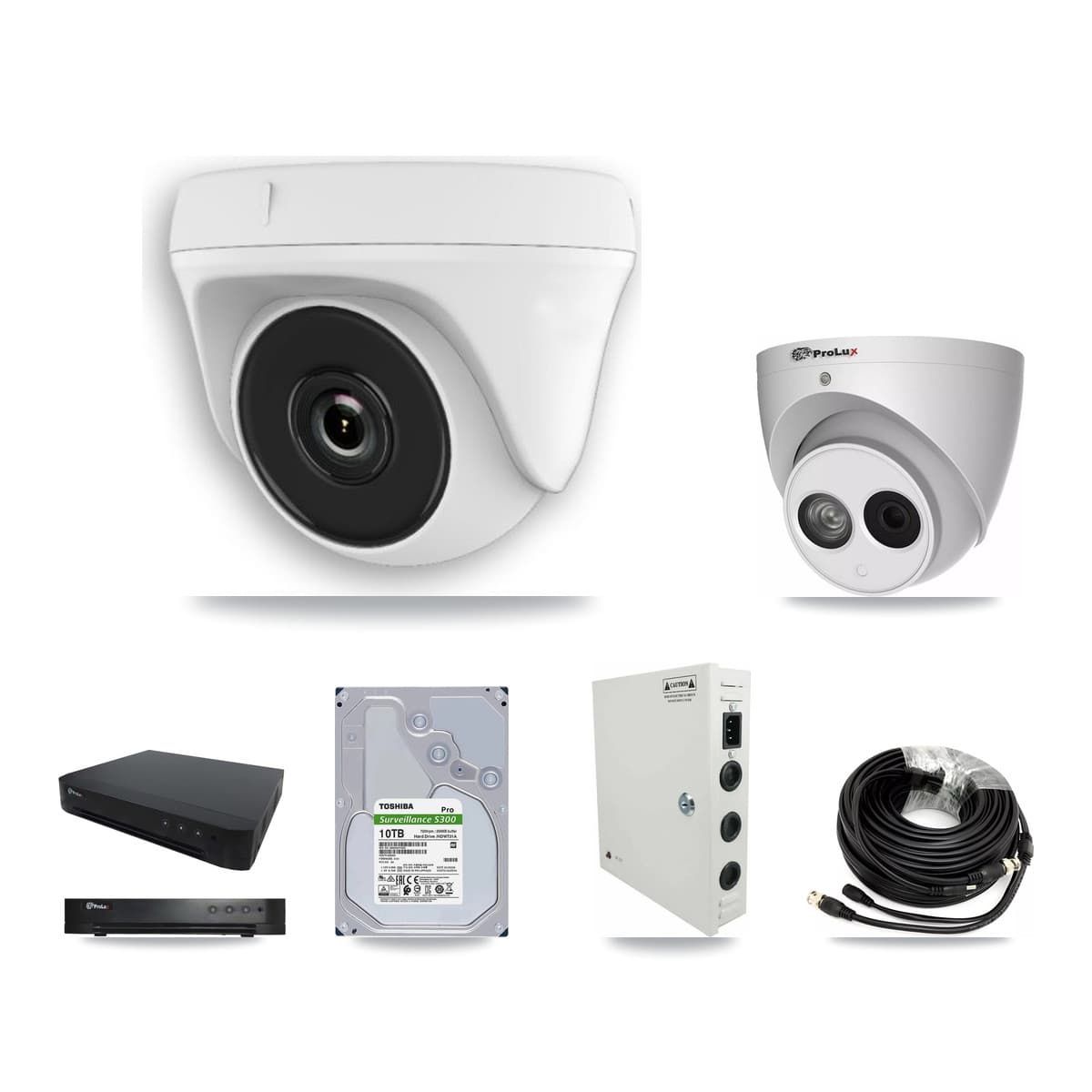 Prolux 16-Channel 2MP – 4MP CCTV Kit — 13 White 2MP Dome + 1 4MP Turret Cameras + 10TB Recording (PXD-8216 Recorder) - Image 1