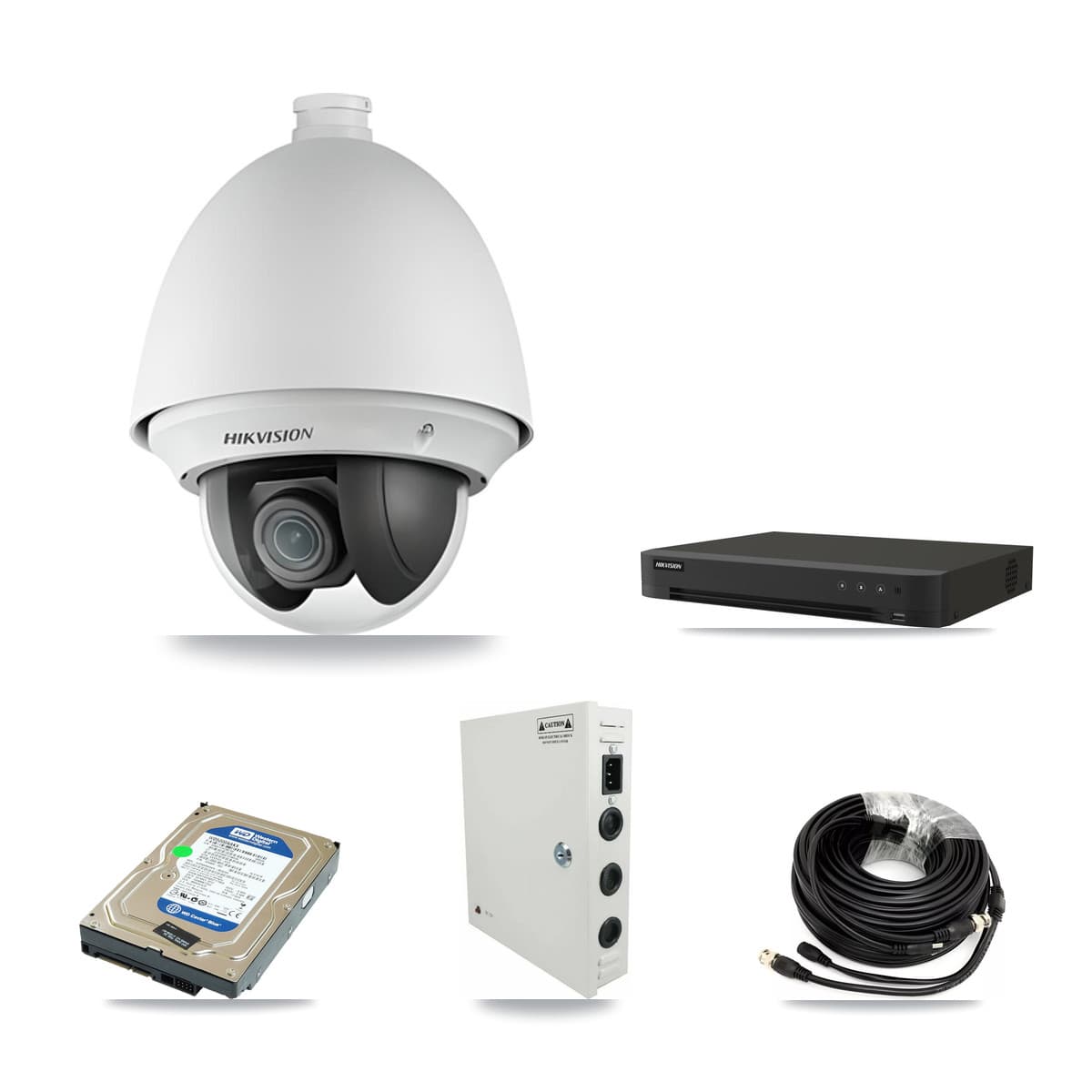 Hikvision 8-Channel 2MP CCTV Kit — 3 DS-2AE4225T-A PTZ Cameras + 500GB Recording (IDS-7208HUHI-M1/XT Recorder)