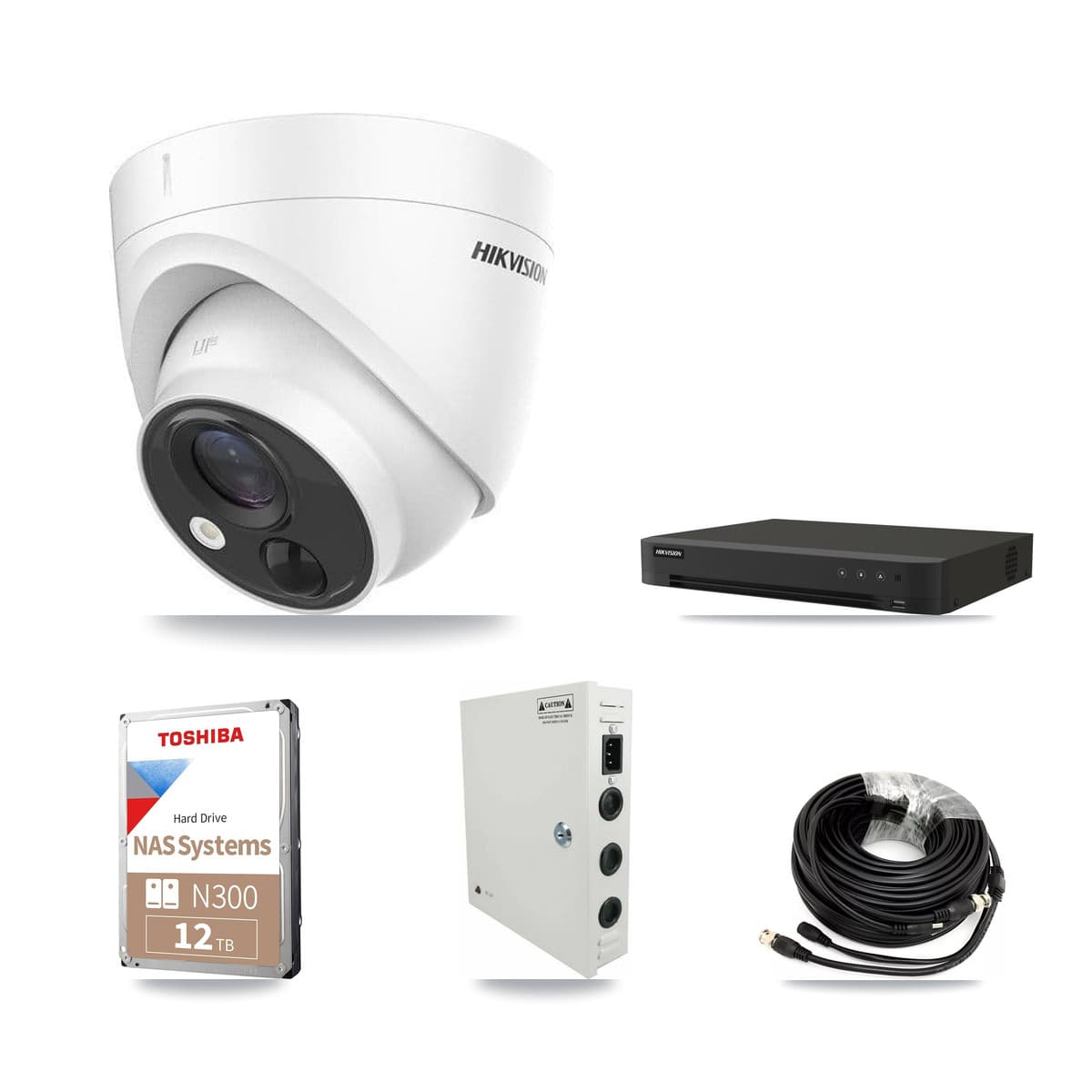 Hikvision 16-Channel 5MP CCTV Kit — 12 DS-2CE71H0T Turret Cameras + 12TB Recording