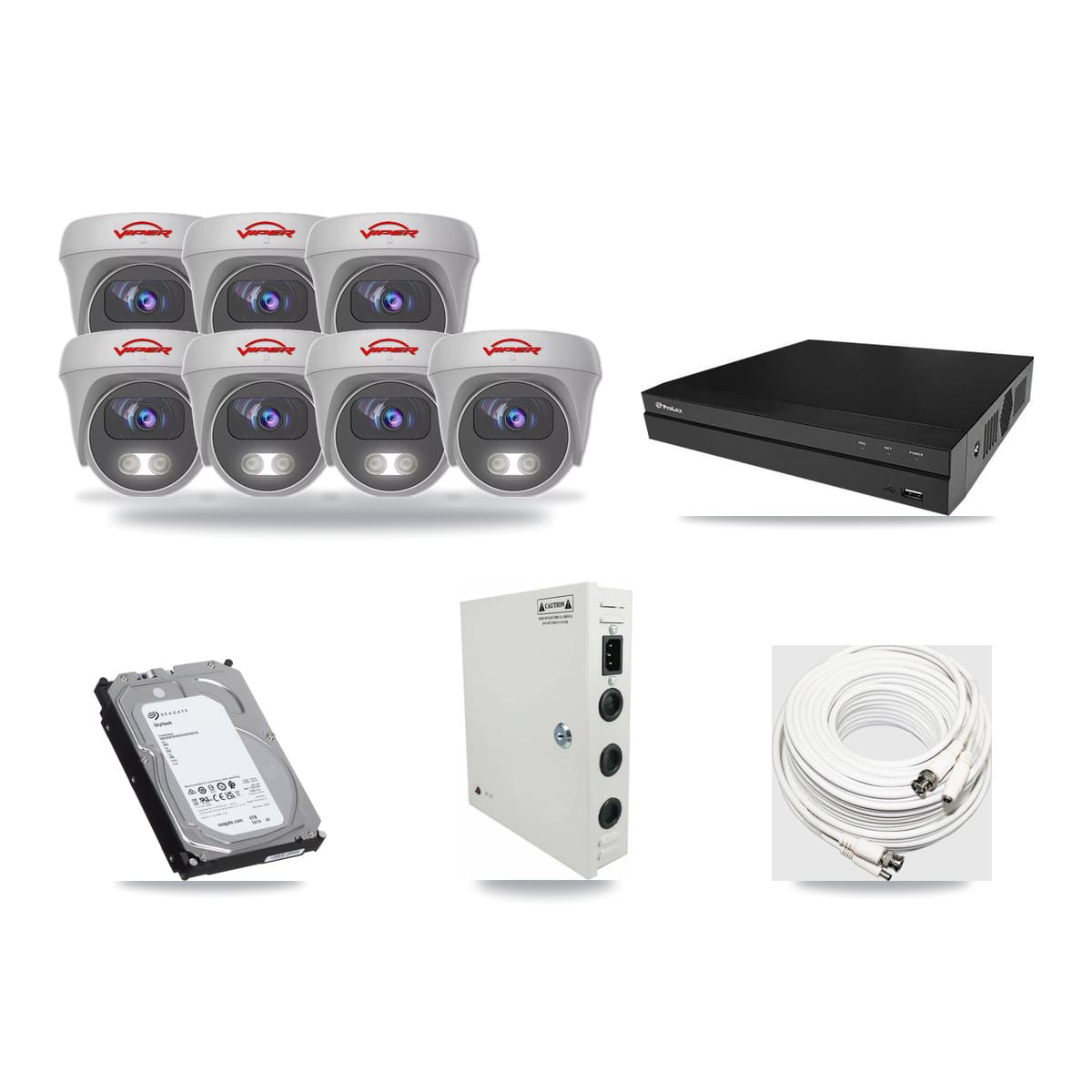 Prolux 8-channel CCTV kit: 7 cameras (7× 5MP Camera), 6TB hard drive