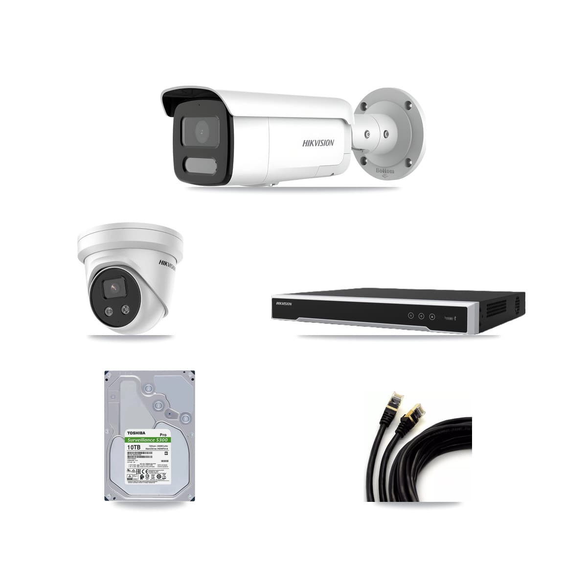 Hikvision 8-Channel 4MP – 5MP CCTV Kit — 6 4MP Bullet + 2 5MP Turret Cameras + 10TB Recording