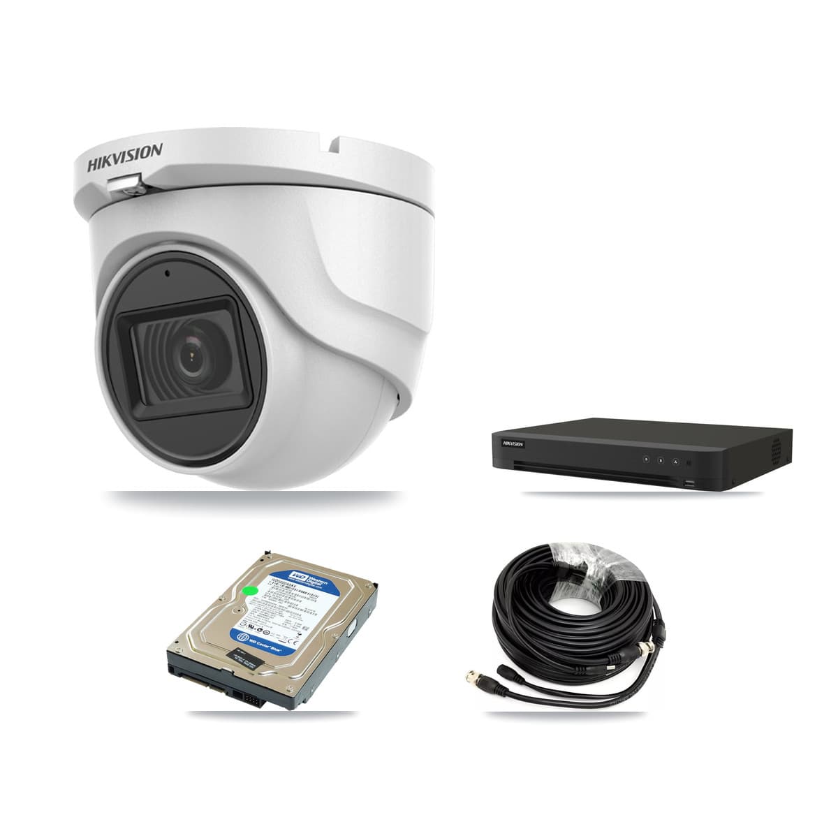 Hikvision 8-Channel 5MP CCTV Kit — 1 DS-2CE76H0T-ITMFS Turret Camera + 500GB Recording (IDS-7208HUHI-M1/XT Recorder)