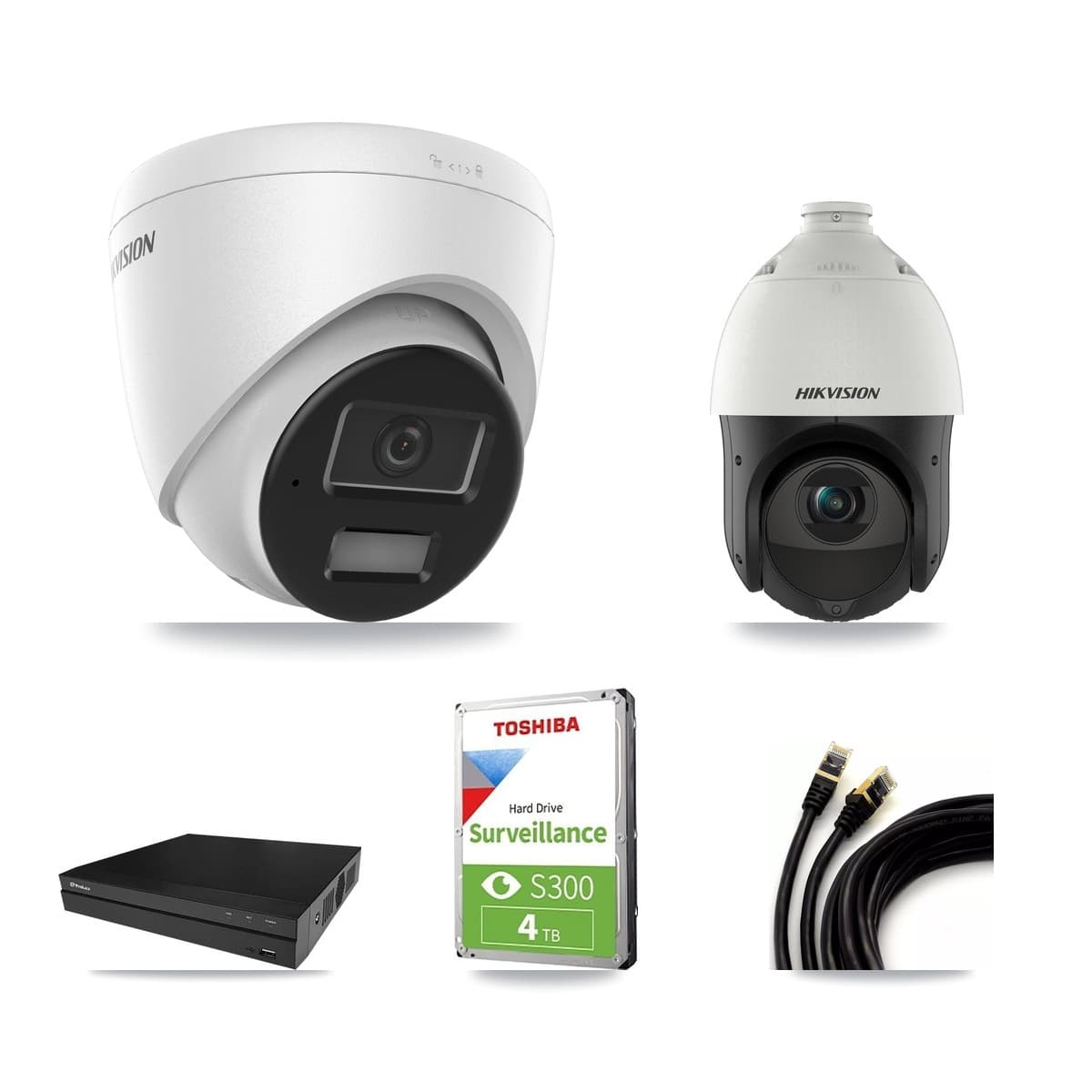 Hikvision & Prolux 8-Channel 4MP CCTV Kit — 2 Turret + 1 PTZ Cameras + 4TB Recording - Image 1