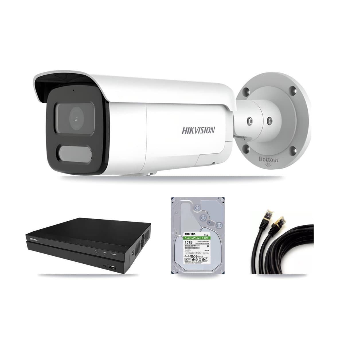 Hikvision & Prolux 8-Channel 4MP – 4K CCTV Kit — 7 4MP + 1 4K Bullet Cameras + 10TB Recording