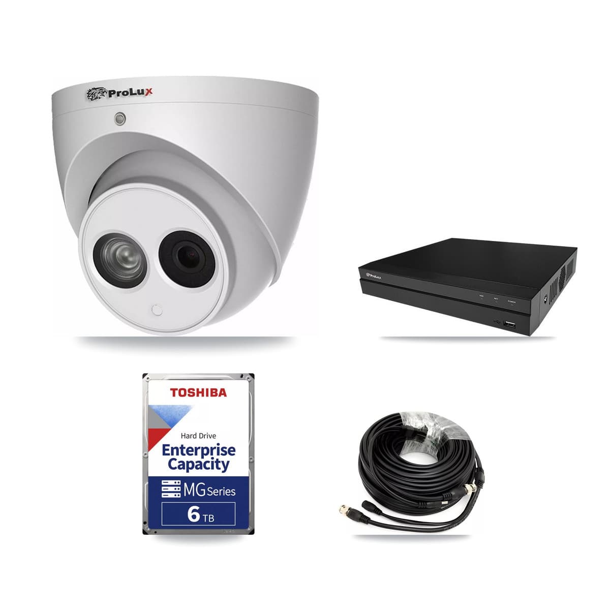 Prolux 8-Channel 4MP CCTV Kit — 4 Turret Cameras + 6TB Recording (PXD-5208AN Recorder) - Image 1