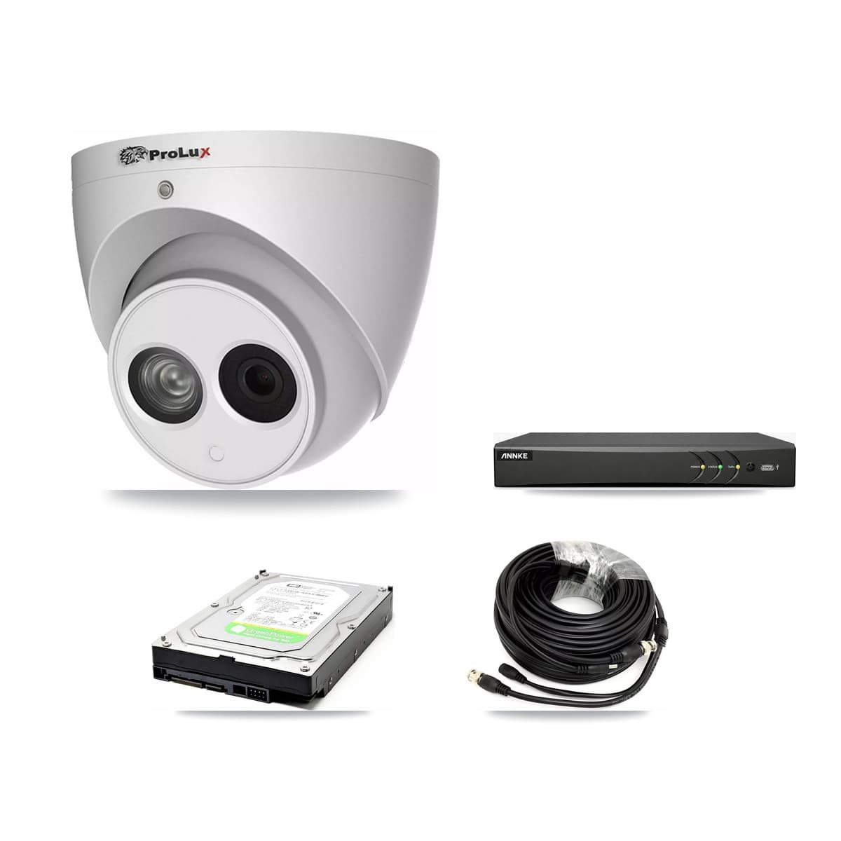 Prolux & ANNKE 4-Channel 4MP CCTV Kit — 1 Turret Camera + 1TB Recording