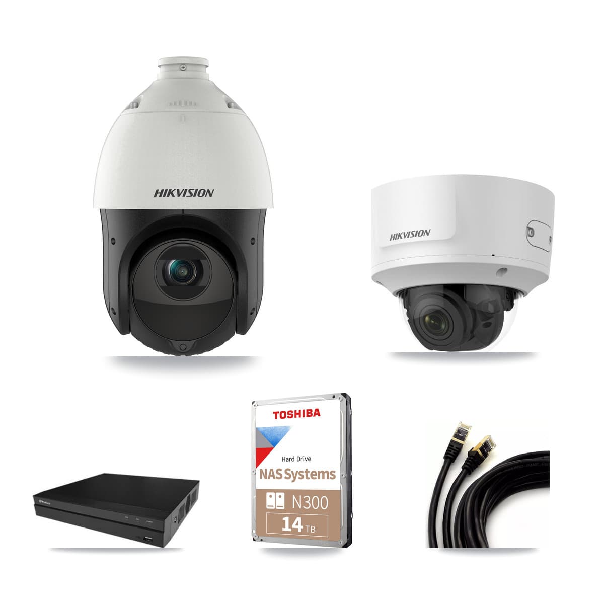 Hikvision & Prolux 16-Channel 2MP – 4MP CCTV Kit — 4 2MP Dome + 9 4MP PTZ Cameras + 14TB Recording - Image 1