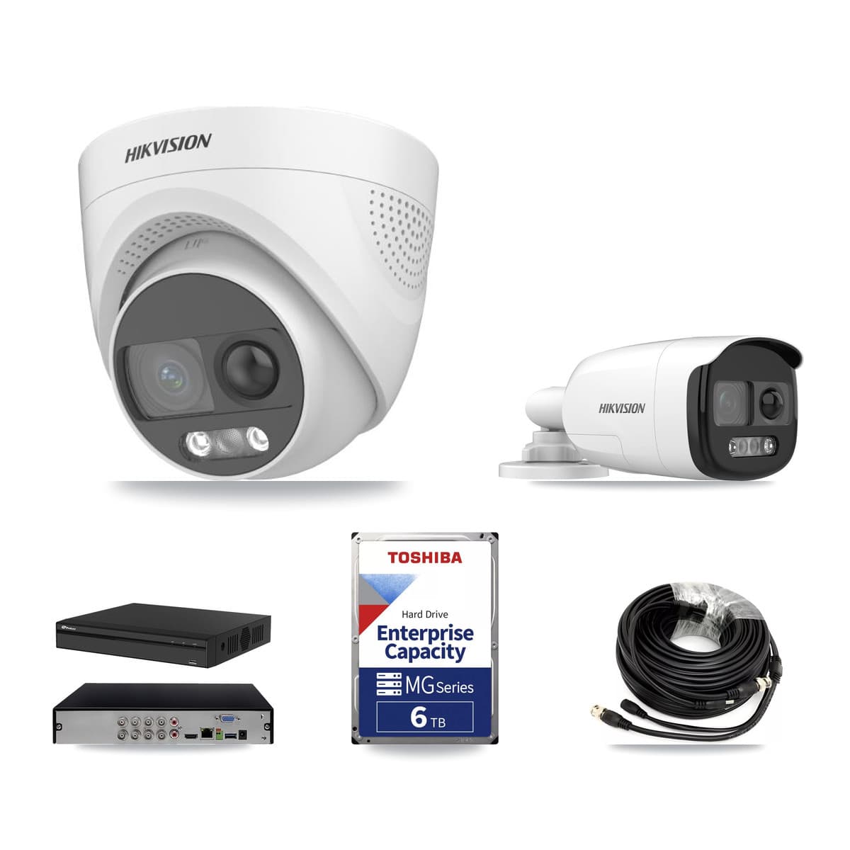 Hikvision & Prolux 8-Channel 5MP CCTV Kit — 1 Bullet + 4 Turret Cameras + 6TB Recording (PXD-5108HS Recorder) - Image 1