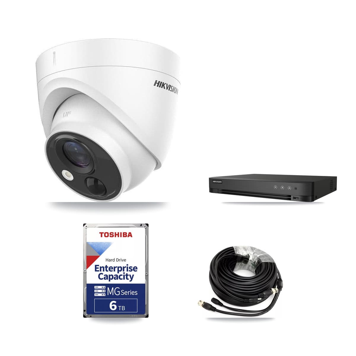 Hikvision 4-Channel 5MP CCTV Kit — 4 DS-2CE71H0T Turret Cameras + 6TB Recording