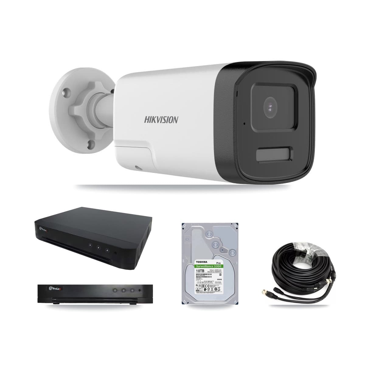 Hikvision & Prolux 16-Channel 5MP CCTV Kit — 8 DS-2CE17K0T Bullet Cameras + 10TB Recording - Image 1