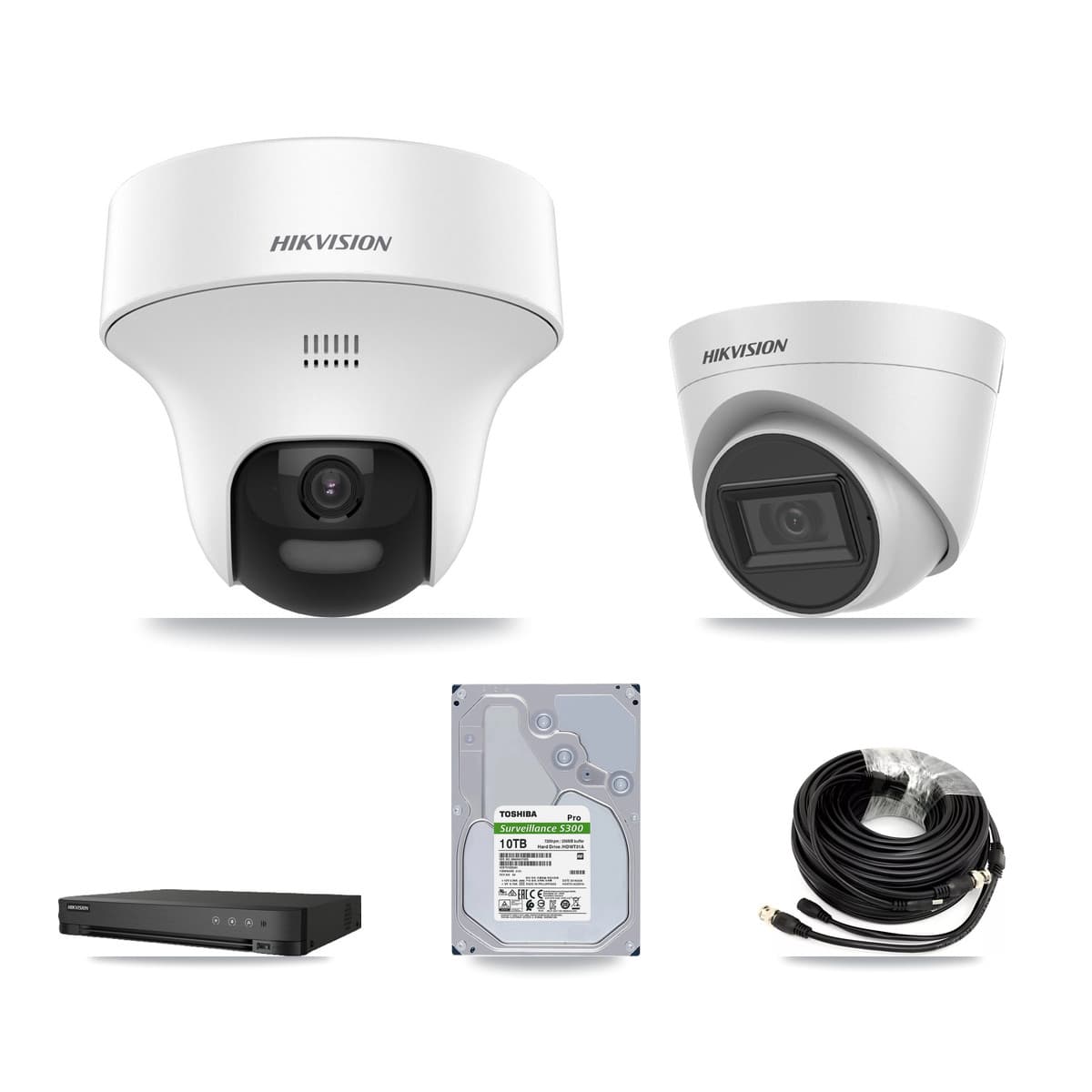 Hikvision 8-Channel 5MP CCTV Kit — 5 DS-2CE70K0T + 2 DS-2CE78H0T Turret Cameras + 10TB Recording - Image 1