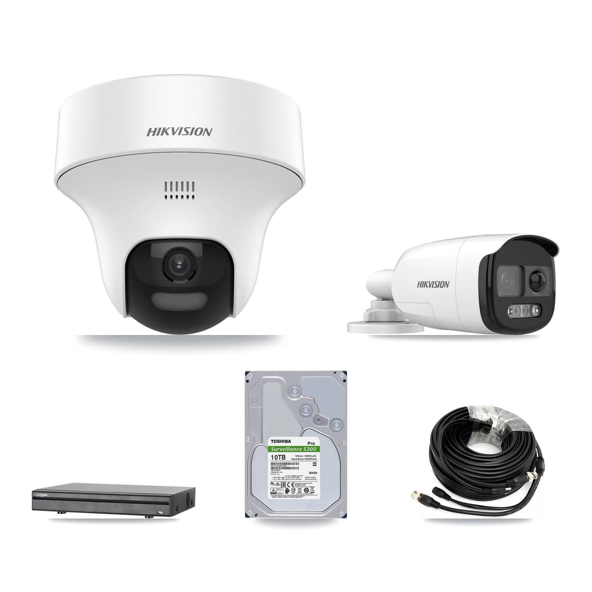 Hikvision & Dahua 8-Channel 5MP CCTV Kit — 2 DS-2CE12KF3T Bullet + 5 DS-2CE70K0T Turret Cameras + 10TB Recording