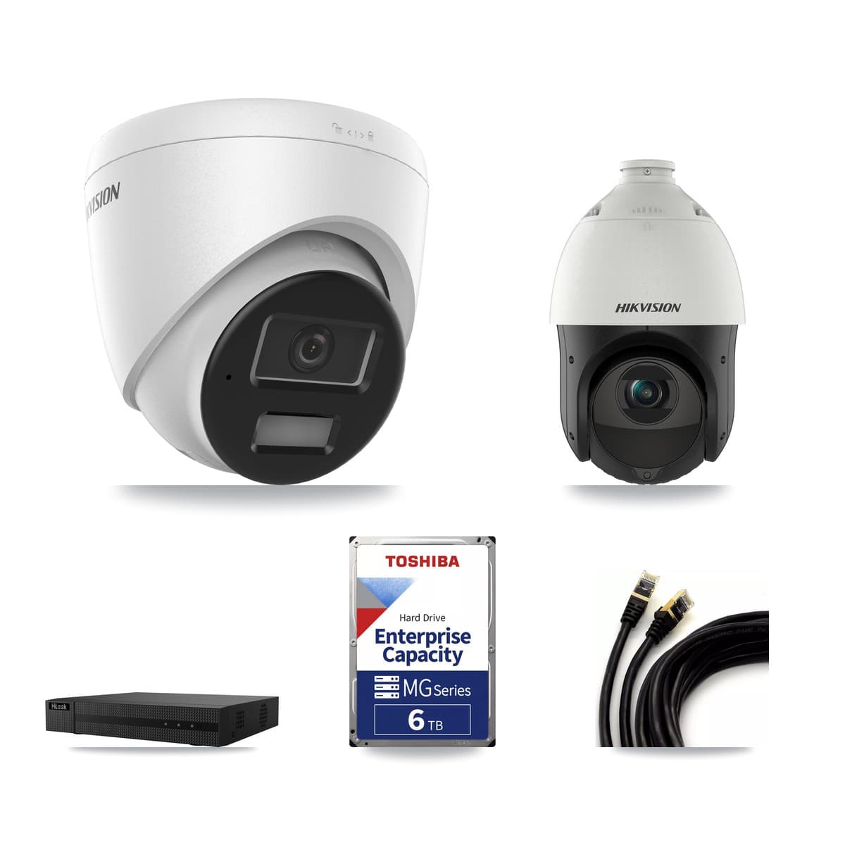 Hikvision & HiLook 8-Channel 4MP CCTV Kit — 7 Turret + 1 PTZ Cameras + 6TB Recording (NVR-108MH-D Recorder) - Image 1