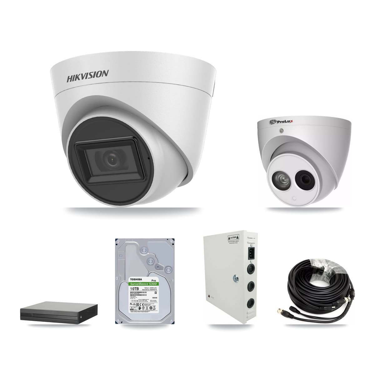 Hikvision & Prolux 16-Channel 4MP – 5MP CCTV Kit — 13 White 5MP + 1 4MP Turret Cameras + 10TB Recording (XVR-3116HS Recorder) - Image 1