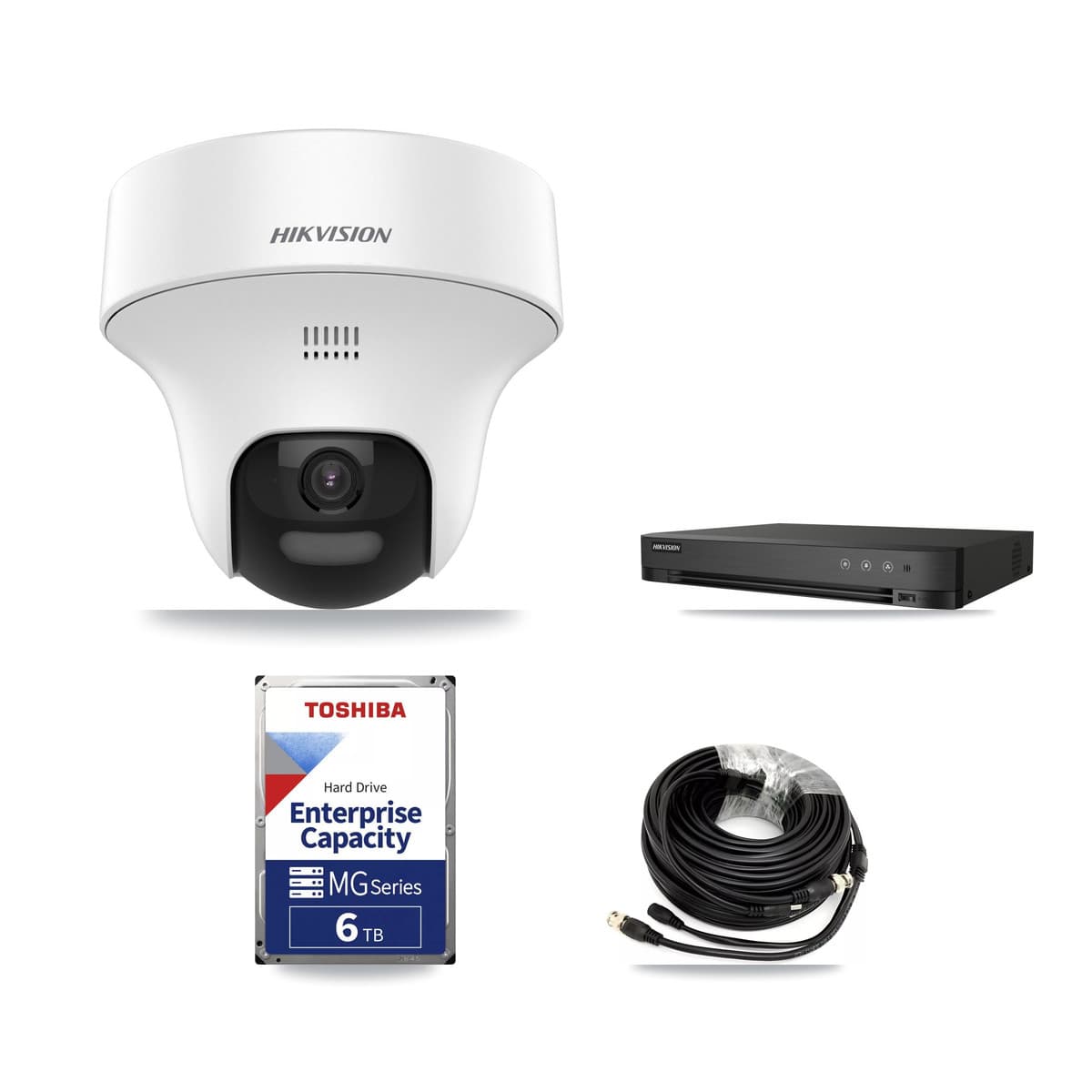 Hikvision 4-Channel 5MP CCTV Kit — 4 DS-2CE70K0T Turret Cameras + 6TB Recording