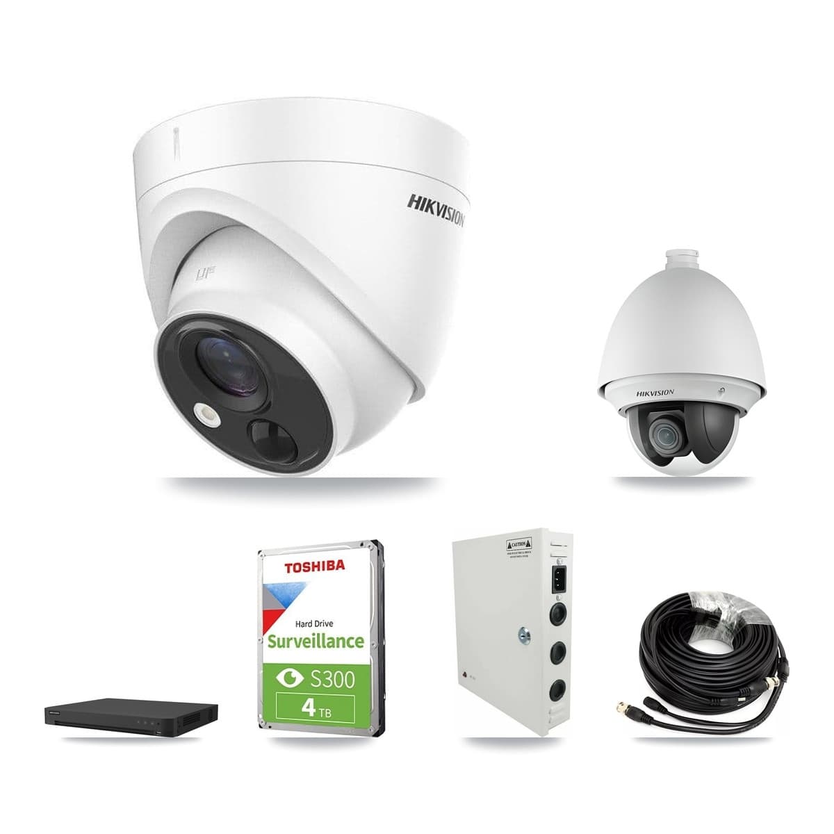 Hikvision 16-Channel 2MP – 5MP CCTV Kit — 1 DS-2AE4225T 2MP PTZ + 12 DS-2CE71H0T 5MP Turret Cameras + 4TB Recording