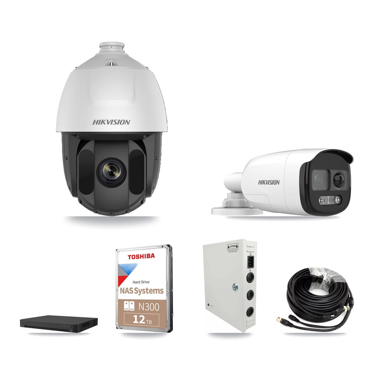 Hikvision 32-Channel 2MP – 5MP CCTV Kit — 19 DS-2AE5225TI 2MP PTZ + 9 DS-2CE12KF3T 5MP Bullet Cameras + 2× 12TB Recording (IDS-7232HQHI Recorder) - Image 1