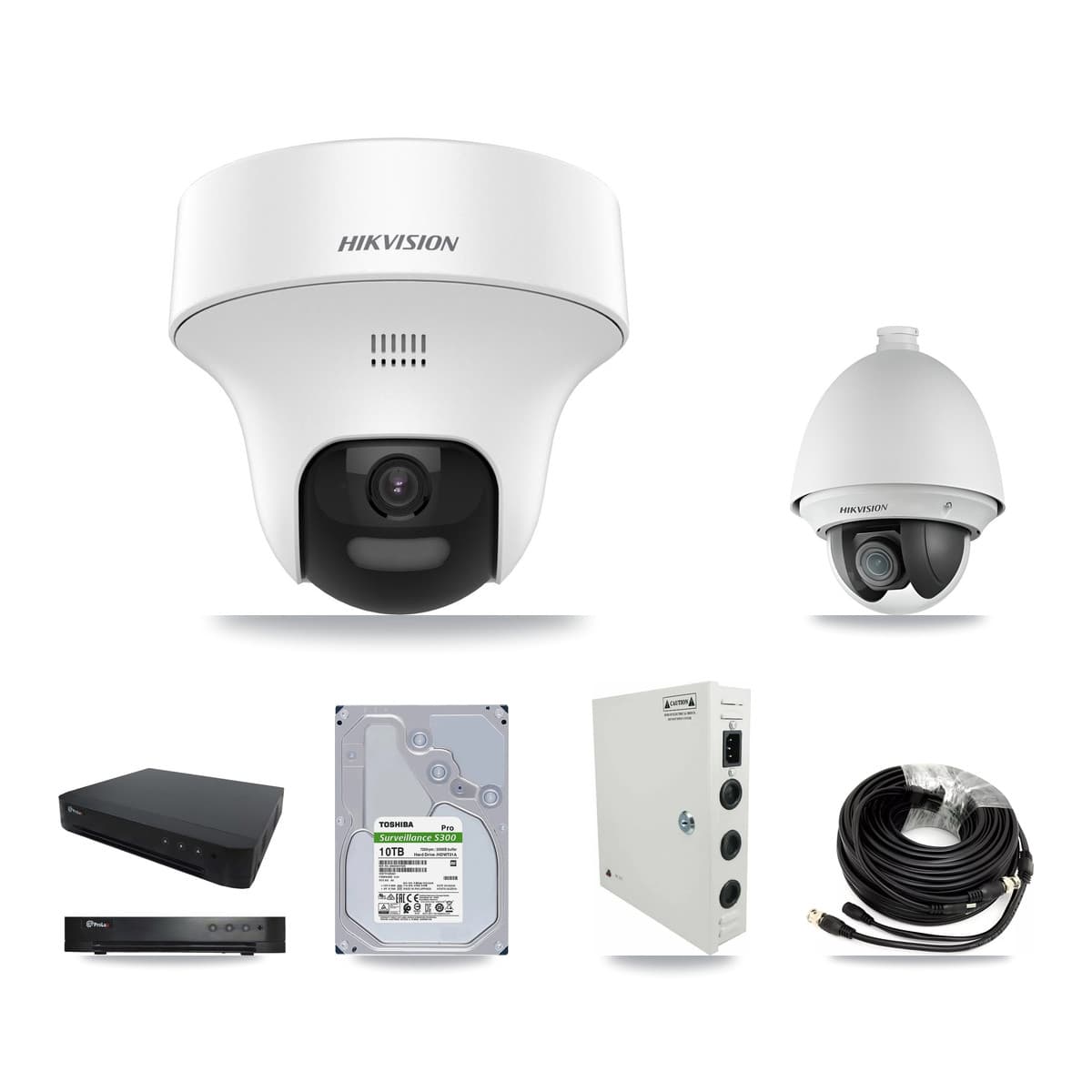 Hikvision & Prolux 16-Channel 2MP – 5MP CCTV Kit — 1 DS-2AE4225T 2MP PTZ + 13 DS-2CE70K0T 5MP Turret Cameras + 10TB Recording - Image 1