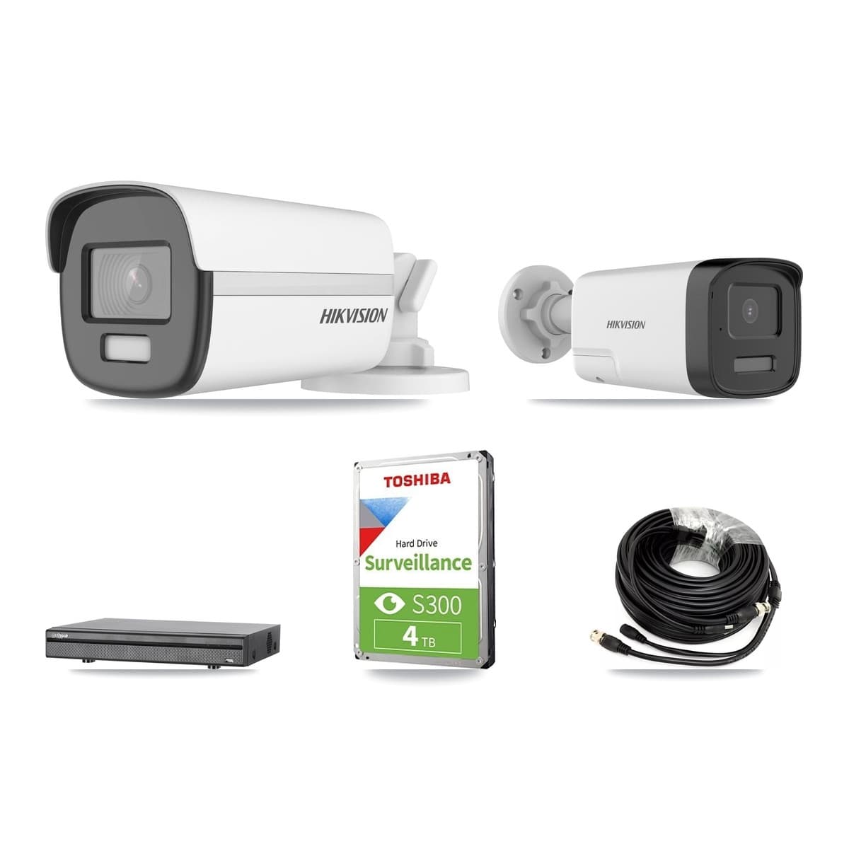 Hikvision & Dahua 8-Channel 5MP – 4K CCTV Kit — 1 4K + 1 5MP Bullet Cameras + 4TB Recording (DH-XVR5108H Recorder) - Image 1