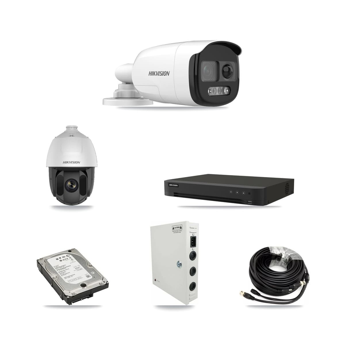Hikvision 16-Channel 2MP – 5MP CCTV Kit — 1 2MP PTZ + 3 5MP Bullet Cameras + 5TB Recording (IDS-7216HQHI Recorder) - Image 1