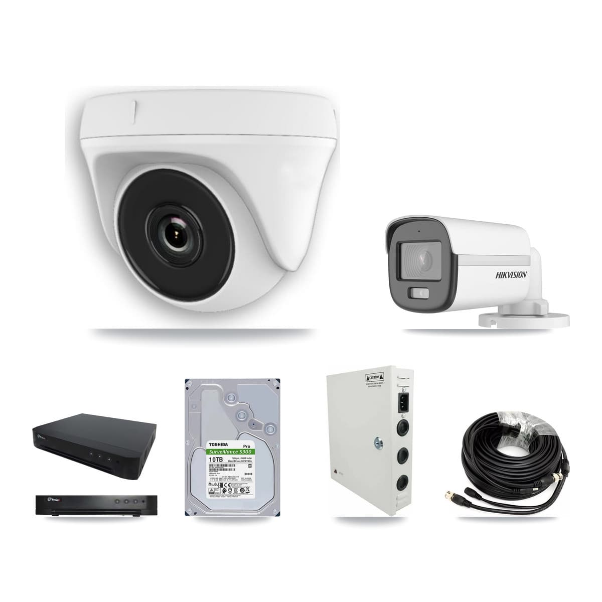 Hikvision & Prolux 16-Channel 2MP – 5MP CCTV Kit — 1 DS-2CE12KF0T 5MP Bullet + 15 White HDT-2MP-N20W 2MP Dome Cameras + 10TB Recording - Image 1