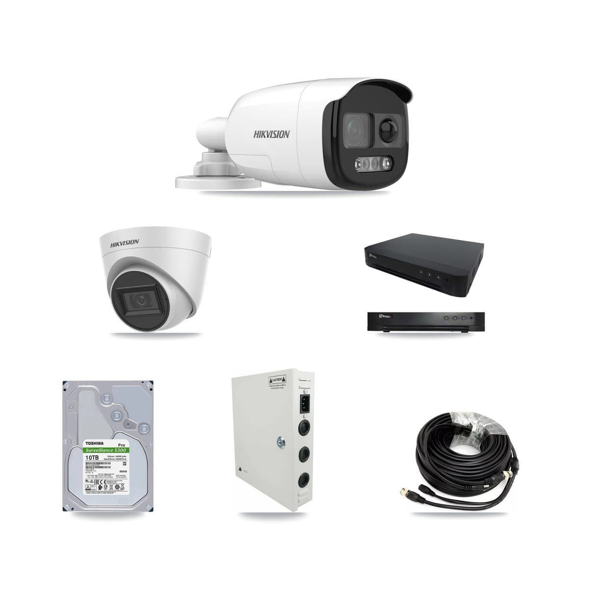 Hikvision & Prolux 16-Channel 5MP CCTV Kit — 6 Bullet + 6 White Turret Cameras + 10TB Recording